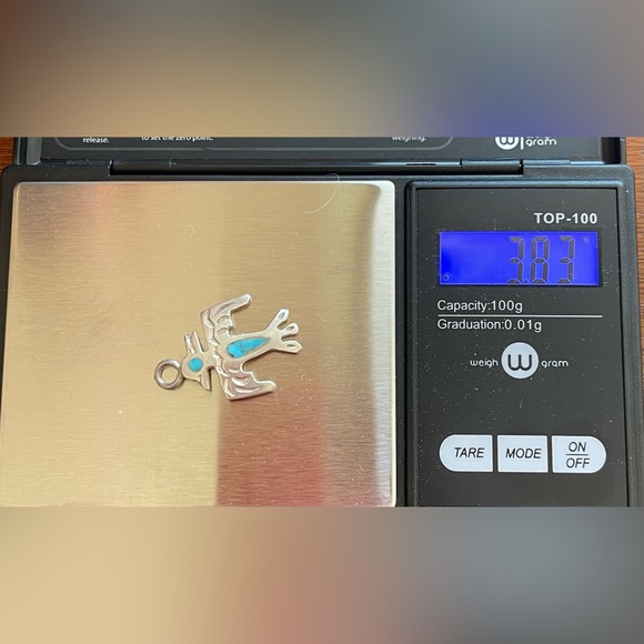 Vintage Zuni Native American Handmade Silver Turquoise Thunderbird Pendant Charm - Picture 3 of 7